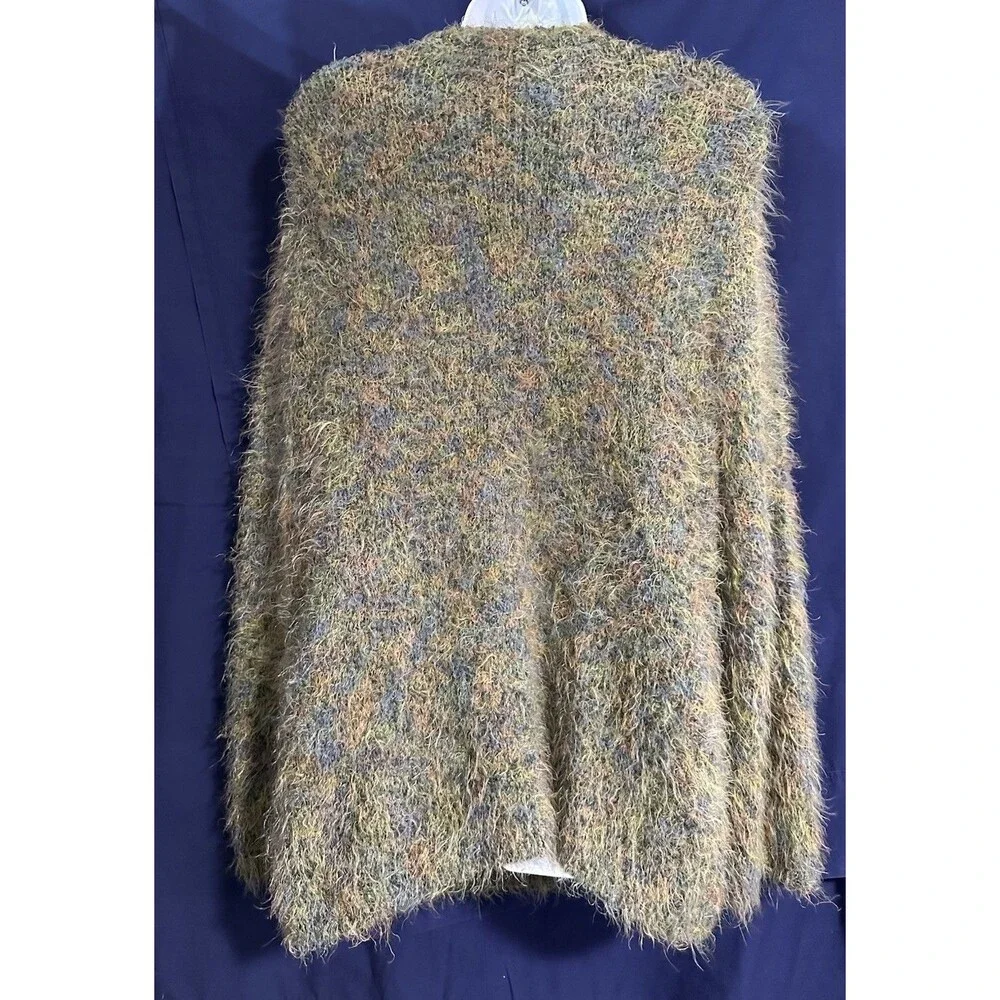 Carroll Reed Woman Shaggy Eyelash Knit Cardigan Sweater 2X Multi-Color Boho